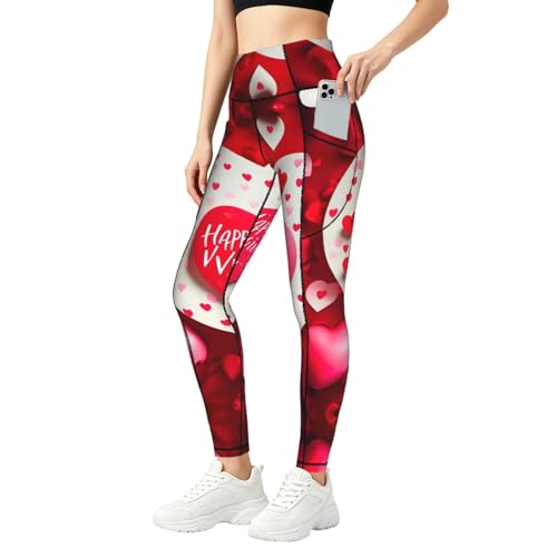Ropa de gimnasio para mujer con estampado de San Valentín y mallas de control de abdomen