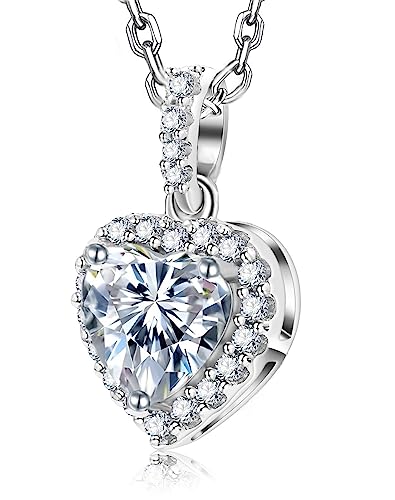 HMJ 2-Carat Heart Cut Moissanite Halo Necklace #TOP28