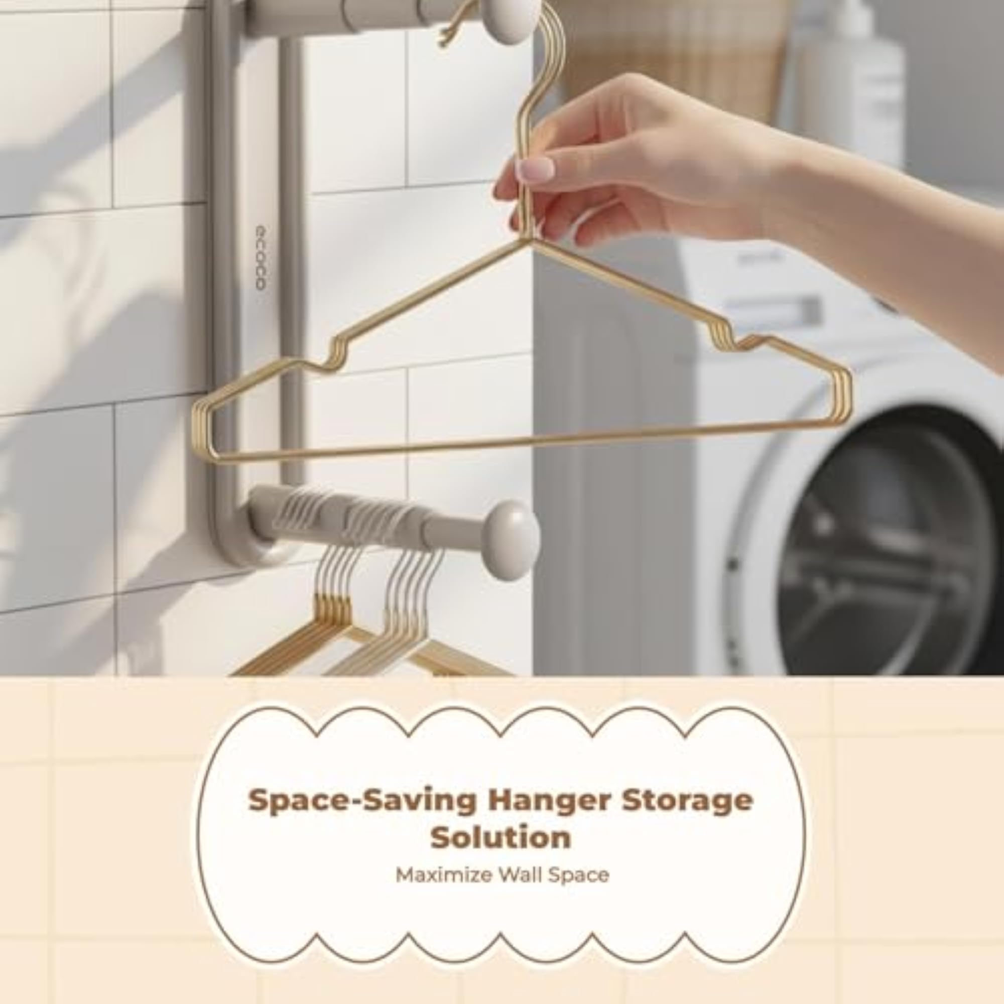Wall-Mounted Hanger Organizer Storage Rack, Space Saving, Gray