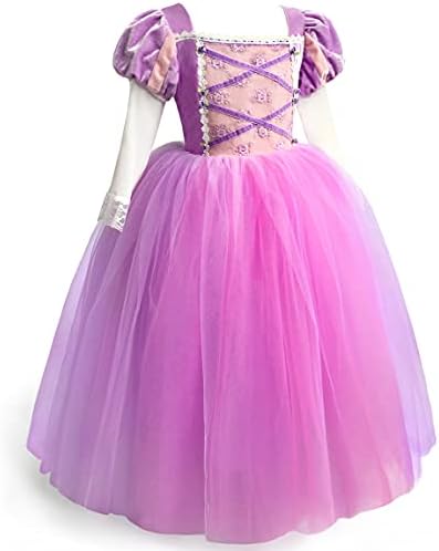 Axaxa Rapunzel Costume for Girls Rapunzel Dress Birthday Party Halloween Costume Cosplay Dress up for Little Girls 2-11 Years