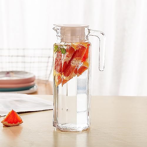 Image of Premium Water and Juice Glasses and Jug Set Combo [6 Piece Glass 350ML & 1 Piece Jug 1 Liter] Transparent Pitcher Set for Dining Table, Home & Restaurant,Party (MTS - 14)