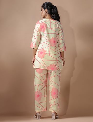 Image of Pinkmint Women's Pure Cotton Co Ord Set l Kurta Sets for Women |Kurta Sets| Printed Kurta with Pant l Stylish Pocket & 3 /4 Sleeve Women Co-ord Set (Avaiable in Plus size)