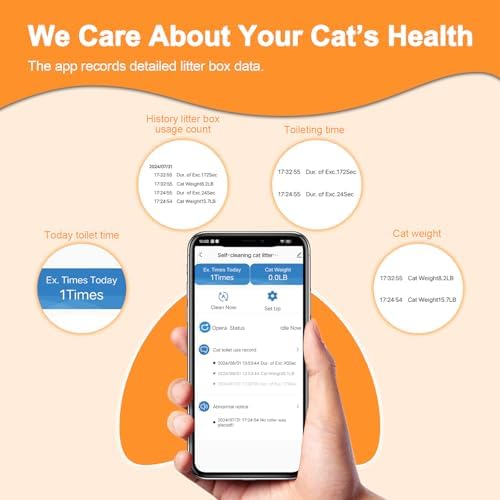 FRCFRC Automatic Cat Litter Box Self Cleaning - App Control, Cat Toilet Records, Suitable for Big Cats, Medium Cats, Kittens and Multi-Cat Families, Anti-Pinch, Low Noise【Assembly Required】- White - 3