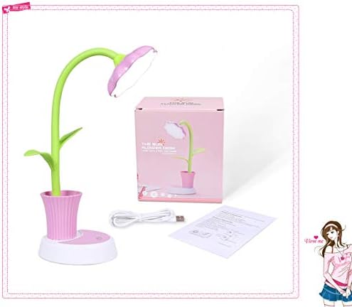 Vimbo Kids Desk Lamp - Creative Rechargeable Desk Lamp LED Eye Protection Touch Sensor Table Lamp Dimmable Bedside Lamp with Pen Holder (Pink)