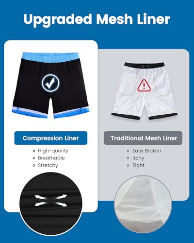 Image of maamgic Mens Swim Trunks with Compression Liner 7 Inch Inseam Mens Bathing Suit Quick Dry Swimming Trunks Swimsuit