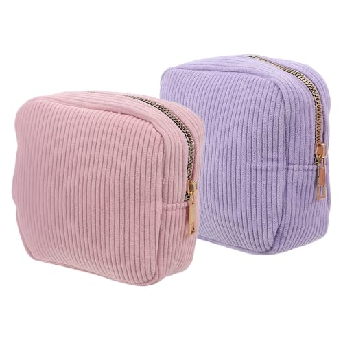 Healvian Bolsa Menstrual para Niñas 2 Piezas de Tela Suave (morado y Rosa) 12,4x12,4 Cm Organizador Compacto para Toallas Sanitarias Escolares y Almacenamiento Femenino Portátil
