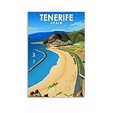 ouweri Póster de viaje vintage de Tenerife España, impresión artística para pared, lienzo, obras de arte, idea estética, 20 x 30 cm