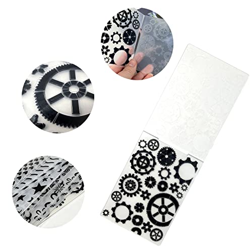 Rainmae 8 Pieces Plastic Embossing Folders Loving Heart Embossing Machine Template Paper Card Gear Stripe Embossing Stencil For Card Making Diy Flower Scrapbook Photo Album Craft Decoration5.9X4.1Inch #TOP4
