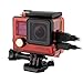 SOONSUN Side Open Protective Case Skeleton Housing Shell with LCD Touch Backdoor and Silicone Lens Cap for GoPro Hero 4, Hero3+, Hero 3 Camera – Transparent Red