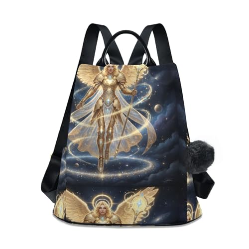 Sac à dos multipoche avec système antivol et design floral Golden Esthétique grande capacité