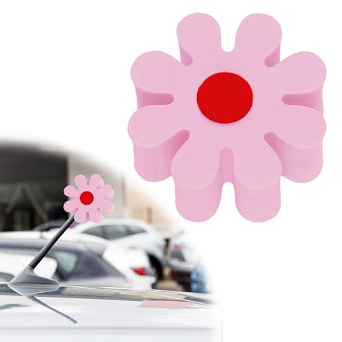 Hbxdeco Daisy Car Antenna Topper, Cute Daisy Flower EVA Antenna Ball for Vehicles, Funny Automotive Roof Toppers Decoration, Lovely Aerial Ball Mirror Dangler Car Accessories for Women Men (Pink)