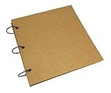 Blank Kraft Expandable Hardcover Scrapbook DIY Photo Album, Wedding Guest Book, Photo Booth (Square, Black Paper)