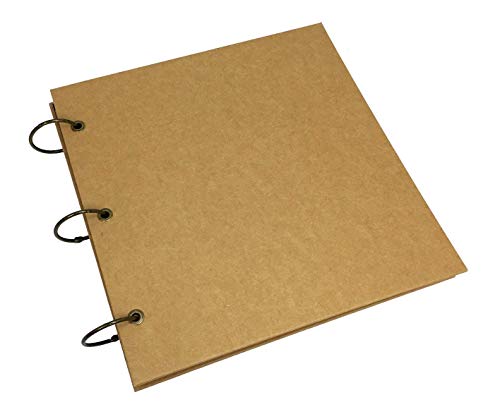 Blank Kraft Expandable Hardcover Scrapbook DIY Photo Album, Wedding Guest Book, Photo Booth (Square, Black Paper)