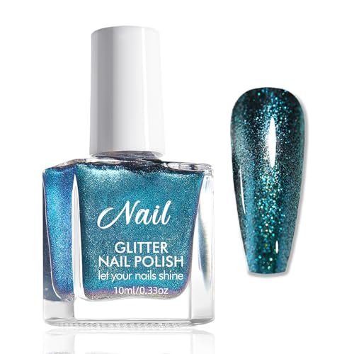 Chamäleon Nagellack Blau - Holografischer Nagelack Schnelltrocknend - Ungiftig Glitzer Nagellack Auf Wasserbasis mit Farbwechsel Effekt - Nail Polish Ohne UV Lampe für Frauen (Blue, 10 Ml)