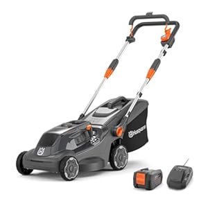 Husqvarna Akku Rasenmäher Aspire LC34-P4A inkl. Akku 18V und Ladegerät, für 500 m² Rasenfläche I Elektro Rasenmäher (30 l Fangkorb, 34 cm Schnittbreite, kompakt und faltbar)