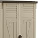 Suncast Vertical Shed, Compact Outdoor Storage System, 22 Cu. Ft. Capacity, Sand & Mustang - Lockable Multi-Wall Resin Organizer for Long-Handle Tools, Garden Supplies and Yard Equipment