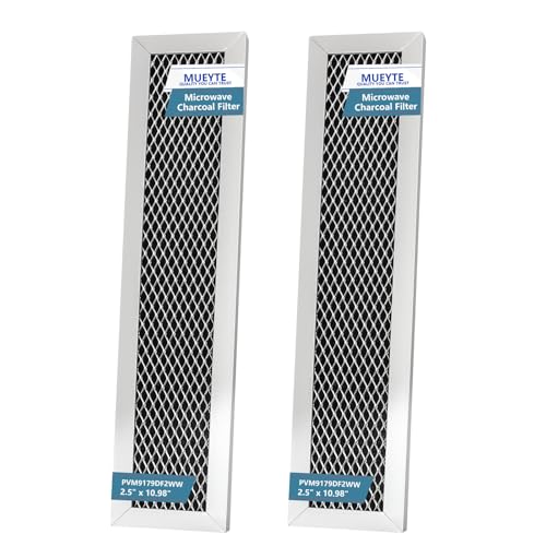 Image of PVM9179DF2WW Microwave Charcoal Filter Replacement for GE Microwave Oven PVM9179DF3WW PVM9179DK5WW PVM9179DK6WW PVM9179ER1ES PVM9179SR1SS 2.5" x 10.98" x 0.35" Aluminum Mesh Filters 2 Pack