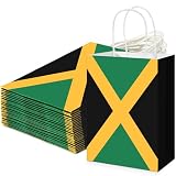 Gueevin 24 Pcs Jamaica Flag Gift Bags for Guests Goodie Paper Bags with Handles Jamaican National Day Birthday Party Supplies Party Decorations Favors for Jamaican