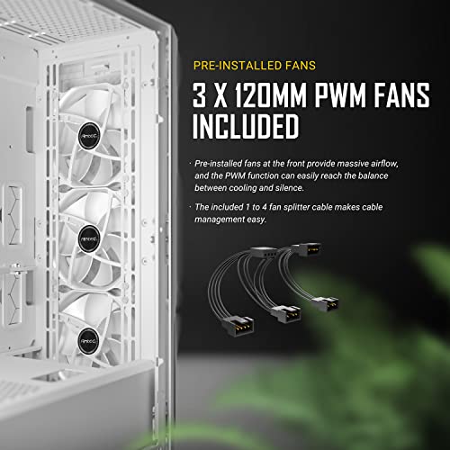 Antec Performance Series P20C White, Massive Metal Mesh Front Panel, 3 X 120Mm Pwm White Fans, Type-C 3.2 Gen2 Ready, 2 X 360 Mm Radiator Simultaneously, Gpu Bracket, Mid-Tower E-Atx Pc Case #TOP3