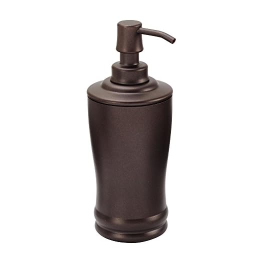 iDesign Olivia Metal Tall Pump, Liquid Soap Dispenser Holds 8 Oz. for Bathroom, Kitchen Sink, Vanity, Bronze