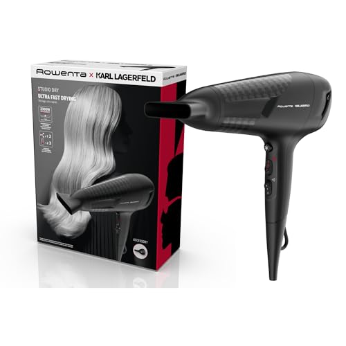 Rowenta x Karl Lagerfeld Studio Dry, haardroger, snel, CV581LF0 | Energiebesparende Effiwatts-technologie, Persoonlijke instellingen, Concentrator elke dag, Kleur: Zwart/Rood