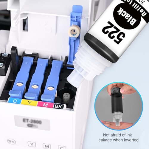 Starink Compatible T522 522 Black Ink Refill Bottles Replacement for 522 Black Ink for Ecotank ET-2800 ET-2803 ET-2720 ET-4800 ET-2400 ET-4700 ET-4810 ET-2840 Printer (3-Pack,522 Ink Refill Bottles) — view 4