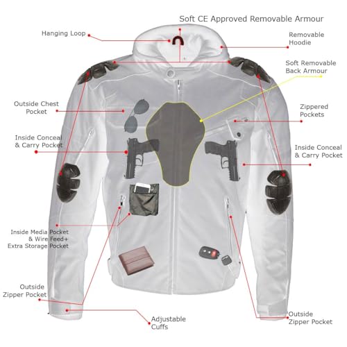 Milwaukee Leather Men's Flight 1300D Nylon Motorcycle Jacket with CE Armor and Removable Hoodie - MPM17017 - X-Large by Milwaukee Leather - Image 8