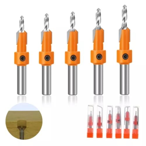 Kit De 5 Brocas Rebaixo De Parafuso Em Madeira Com Limitador