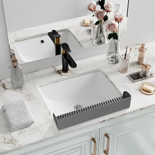 Image of HASTHIP Sink Splash Guard in Kitchen, Silicone Sink Splash Guard for Bathtub, Suction Cup L-Shape Bathtub Arm Rest Water Stopper, Grooved Surface Design, 16x3.6x3.5 in