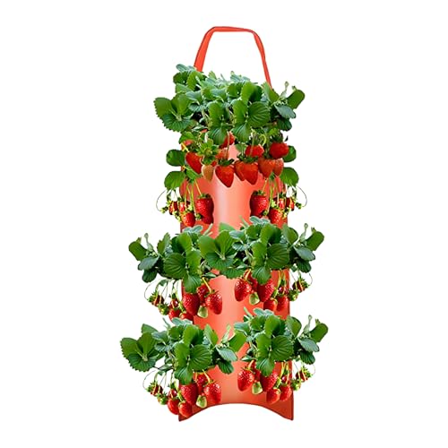 Genikeer Jardinière Suspendue pour Fraises - Sacs De Culture pour Fraises À,Accessoire De Plantation pour Fruits Et Légumes Fleurs Piments en Extérieur Balcon Terrasse Jardin Extérieur