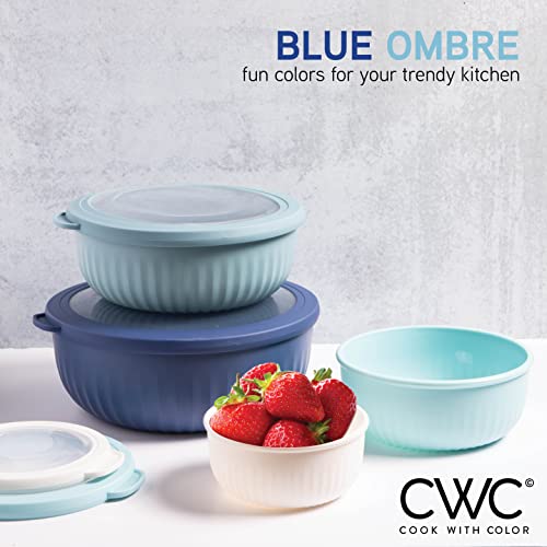 COOK WITH COLOR Prep Bowls - 8 Piece Nesting Plastic Meal Prep Bowl Set with Lids - Small Bowls Food Containers in Multiple Sizes (Blue Ombre) by COOK WITH COLOR - Image 3