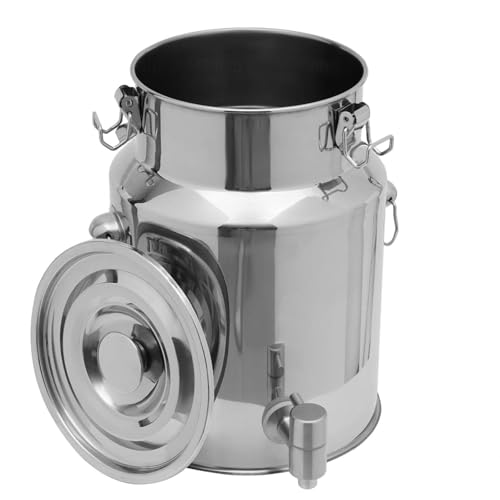 Image of Stainless Steel Bucket with Lid 22L Seal Stainless Steel Milk Transport Can Water Tote Jug Liquid Container Tea Canister Dairy Pot,Capacity-22Liters