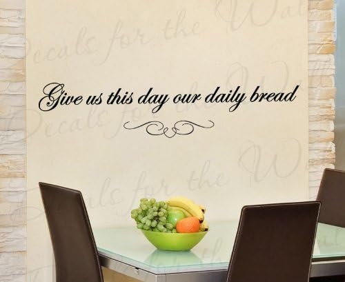 Give Us This Day Our Daily Bread - Inspirational Home Living Room Religious God Bible - Vinyl Lettering Quote Design, Wall Decal Art Mural, Sticker Graphic Decor, Saying Decoration