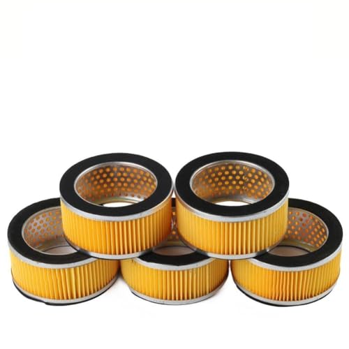 EasyByMall Lot de 5 filtres d'admission d'air en papier pour compresseur d'air, maille galvanisée robuste, diamètre extérieur 10,8 cm, diamètre intérieur 7,5 cm, hauteur 5,1 cm