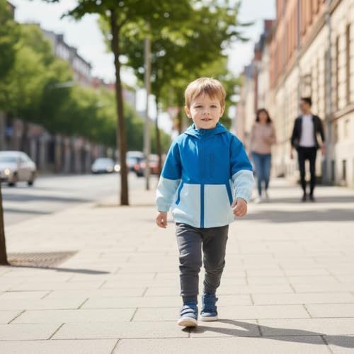 Image of Volunboy Toddler Boys Windbreaker Jackets Patchwork Lightweight Zip Hoodie Outerwear Fall Spring Windproof Hooded Coat