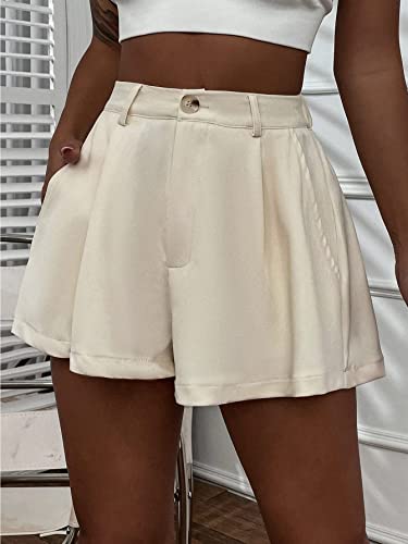 Floerns Women's Solid High Waisted Wide Leg Casual Pleated Shorts With Pocket Apricot M #TOP4