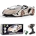 MIEBELY Lamborghini Remote Control Car, 1:16 Scale Lambo Toy Car 7.4V 500mAh Officially Licensed 12Km/h Rc Cars with Led Light 2.4Ghz Model Car for Adults Boys Girls Birthday Ideas Gift (Champagne)