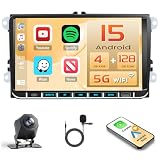 [4+128G] Android 15 Ohradio Autoradio per VW Golf 5 6 Passat Tiguan Polo Caddy Seat Leon Toledo Skoda Fabia con 9'' Schermo,RadioAuto con Wireless Carplay Android Auto FM/RDS+Retrocamera+MIC