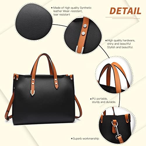 Miss Lulu Handbags for Women Vintage Style Tote Bags 2 Pieces Set Medium Size Satchel Bag With PU Leather