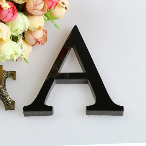 Stickers muraux autocollants acrylique lettres miroir 3D noir alphabet