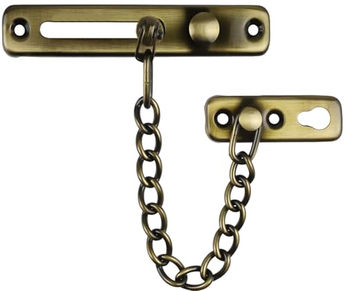 Litensh Cerradura de cadena de puerta de acero inoxidable, limitador de puerta interno externo, restrictor de puerta, cadena de seguridad, cerrojo para puerta, antirrobo, color verde bronce