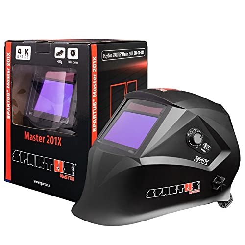 SPARTUS Master 201X Pantalla de soldadura Pantalla de soldadura por arco MMA, TIG, MIG/MAG Rectificado DIN 4/9-13 Filtro automático de clase superior Protección UV/IR Sensores Amplio campo de visión