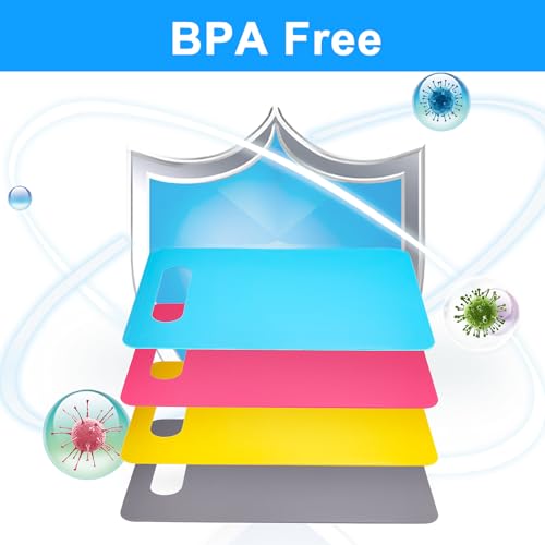 Bkinpid Flexible Cutting Board BPA Free 4 Colored Plastic Cutting Board Mat Set, Dishwasher Safe, 11.4 in x 7.5 in, 2mm Thickness… - Image 3