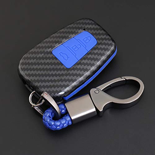2Sets Carbon Fiber ABS Plastic Remote Control Car Key Case Protector Car Key Case Cover Holder Key Ring Cover Car Key Accessories-3 Button