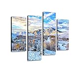 First Snow - Sun Valley, Idaho Canvas Wall Art Hanging Paintings Modern Artwork Abstract Picture Prints Home Decoration Gift Unique Designed Framed 4 Panel