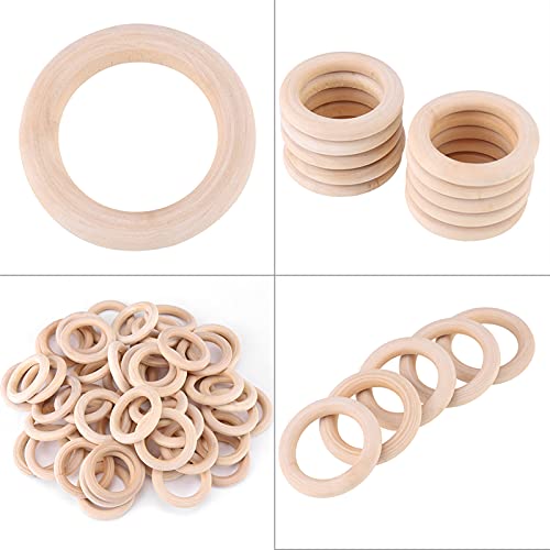 50Pcs Wood Teething Rings, Natural Wooden Roundwithout Paint Smooth Unfinished Wood Circles For Crafts Diy Teething Ring, Jewelry Pendant Connectors (48Mm) #TOP7
