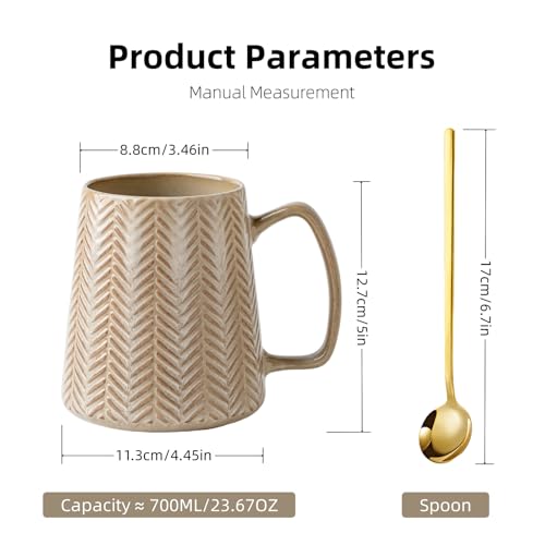 Taza de cerámica blanca 700ml con cuchara miniatura 2