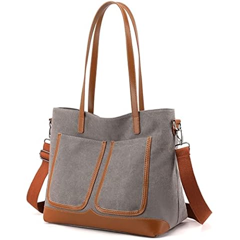 Tote Bag for Women Canvas Handbag A4 Shoulder Purse for Travel Work Multi Pockets Cover