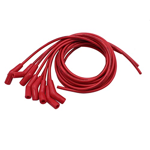 1 Set SHLPDFM Spark Plug Wires 8.5mm Red Universal 135/45 Degree HEI Spark Plug Wires Compatible with Chevy Ford Mopar BBC
