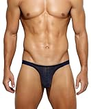 Casey Kevin Men's Sexy Breathable Mesh G-Strings Thong Bulge Pouch Tagless Underwear